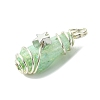 2Pcs Electroplated Natural Quartz Crystal Dyed Copper Wire Wrapped Pendants PALLOY-JF03172-02-4