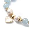 Natural Mixed Gemstone & Pearl Beaded Stretch Bracelet BJEW-JB09360-5