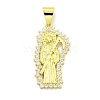 Rack Plating Brass Micro Pave Clear Cubic Zirconia Pendants KK-B091-30G-03-1