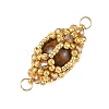 Natural Tiger Eye & Glass Seed Beads Connector Charms PALLOY-MZ01403-02-2