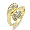 Brass Micro Pave Cubic Zirconia Cuff Ring RJEW-E296-04G-1