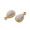 304 Stainless Steel Pave Natural Blue Lace Agate Teardrop Charms STAS-B074-04G-02-2