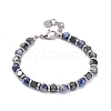 Natural Sodalite & Magnetic Synthetic Hematite Round Beaded Bracelet X-BJEW-P339-02P-05-1