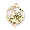 Brass Enamel Oval with Flower Connector Charms KK-M308-06G-01-1