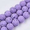 Spray Painted Natural Lava Rock Beads Strands G-N0324-C-06-1