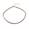 Natural Sesame Jasper/Kiwi Jasper Column Beaded Necklace with Synthetic Hematite NJEW-JN03840-01-1