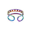 Rainbow Color 304 Stainless Steel Curb Chain Shape Cuff Ring RJEW-N038-038M-2