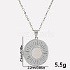 Stylish 304 Stainless Steel Pave Natural White Shell Flat Round Pendant Necklaces QJ3368-2-1