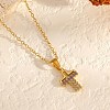 304 Stainless Steel Pave Clear and Purple Religion Cross Cubic Zirconia Pendant Necklaces for Women WG5CABF-01-1