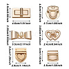 Craftdady 6Pcs 6 Styles Zinc Alloy Twist Bag Lock Purse Catch Clasps PURS-CD0001-01-10