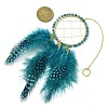 Natural Apatite Woven Net/Web with Feather Wall Hanging Decoration HJEW-JM01222-02-2