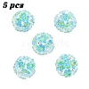 5Pcs Handmade Polymer Clay Rhinestone Beads with Resin RESI-YW0005-95B-1