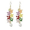 Acrylic Beaded Flower with Imitation Pearl Dangle Earrings EJEW-MZ00061-1