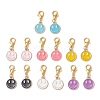 14Pcs 7 Colors Flat Round with Smiling Face Alloy Enamel Pendant Decorations HJEW-JM02585-1