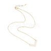 Shell Pearl Heart Pendtant Necklace with Brass Chains NJEW-TA00089-1