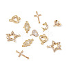 12Pcs 6 Styles Brass Micro Pave Clear Cubic Zirconia Connector Charms KK-TA0001-14-12