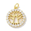 Rack Plating Brass Micro Pave Clear Cubic Zirconia Pendants KK-Z039-12G-1