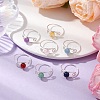 7Pcs 7 Styles Chakra Round Natural & Synthetic Gemstone Finger Rings RJEW-JR00747-2