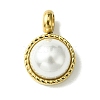 Ion Plating(IP) 304 Stainless Steel Pave Shell Pearl Half Round Charms FIND-Z028-36G-1