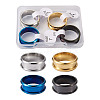 4 Colors Stainless Steel Grooved Finger Ring Settings STAS-TA0001-26A-9