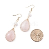 Natural Rose Quartz Teardrop Dangle Earrings with Natural Pearl EJEW-JE04850-05-4