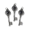 Key Brass Natural Black Agate Big Pendants KK-D361-01AS-15-1