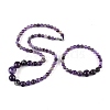 Natural Amethyst Graduated Beads Necklaces and Bracelets Jewelry Sets SJEW-L132-01-4