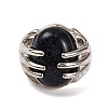 Oval Synthetic Blue Goldstone Finger Ring G-Q184-06H-P-2