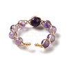 Adjustable Natural Amethyst with Brass Rings G-B075-01G-04-3
