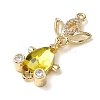 Brass Micro Pave Clear Cubic Zirconia Fish Links Connector Charms KK-K375-26G-19-2