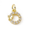 Brass Micro Pave Clear Cubic Zirconia Charms ZIRC-F132-55G-1