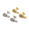 Rack Plating Brass Micro Pave Clear Cubic Zirconia Guitar Stud Earrings EJEW-F301-23-1