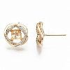 Brass Micro Pave Clear Cubic Zirconia Stud Earring Findings KK-T062-54G-NF-3