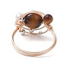 Planet Natural Tiger Eye Finger Rings RJEW-TA00170-01-4