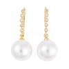 Rack Plating Brass Cubic Zirconia ABS Pearl Earring Hooks EJEW-S219-16G-03-1