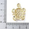 Rack Plating Brass Clear Cubic Zirconia Turtle Connector Charms KK-A234-054G-3