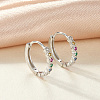 Anti-Tarnish Rhodium Plated 925 Sterling Silver Micro Pave Colorful Cubic Zirconia Hoop Earrings IY5335-2-2