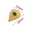 Stainless Steel Pave Natural Tiger Eye Peach Heart Connector Charms PW-WG0EEB2-03-2