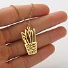 304 Stainless Steel Cutout Potted Plant Pendant Necklaces for Women WGA529A-09-1