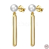 925 Sterling Silver Oval Dangle Stud Earrings with Pearl Beaded EJEW-P231-23G-5