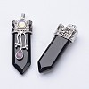 Natural Dyed & Heated Black Agate Big Pointed Pendants G-F340-05B-2