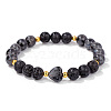 Heart & Round Natural Lava Rock Bead Stretch Bracelets MK5607-2-1