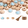 80Pcs Polygon & Round Wood Beads DIY-CF0001-01-14