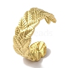 PVD Vacuum Plating 201 Stainless Steel Leaf Open Cuff Rings for Unisex RJEW-C092-28G-1