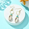 Natural Shell & Synthetic Turquoise Dangle Earrings EJEW-TA00324-2