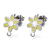 304 Stainless Steel Enamel Stud Earring Findings STAS-T052-43P-06-1