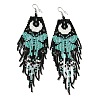 Bohemia Woven Glass Seed Bead Dangle Earrings EJEW-A046-02C-1