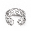 Non-Tarnish 304 Stainless Steel Hollow Out Heart Open Cuff Ring for Women RJEW-C053-06P-3