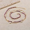 Natural Lepidolite & Pearl Beaded Double Layer Necklaces NJEW-G121-01G-4