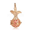 Golden Plated Brass Hollow Round Cage Pendants KK-J251-03G-2